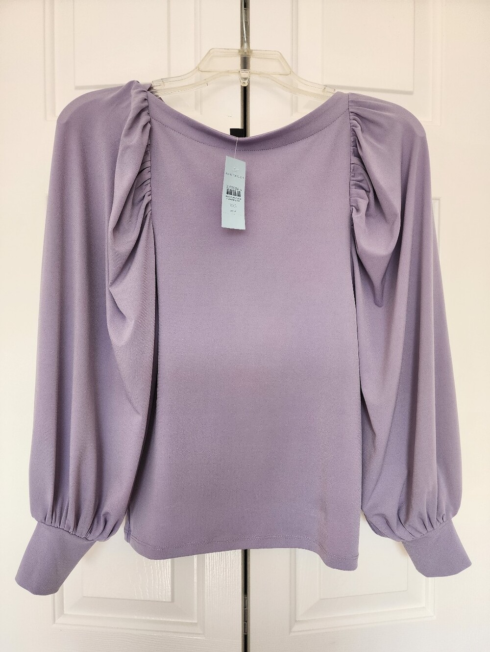 Ann Taylor Lavender Puff-Sleeve Long Sleeve Top